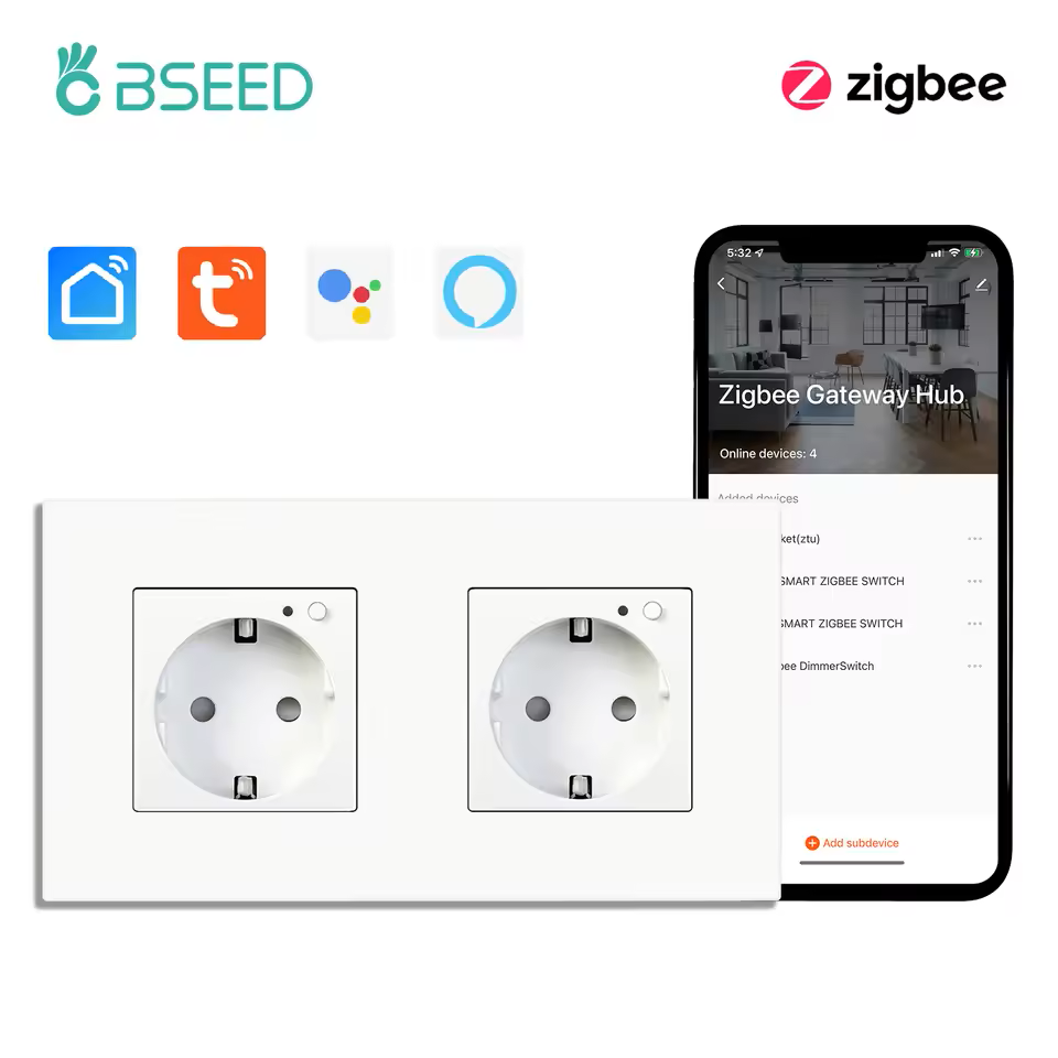 BSEED Zigbee Double Smart Wall Socket 16A